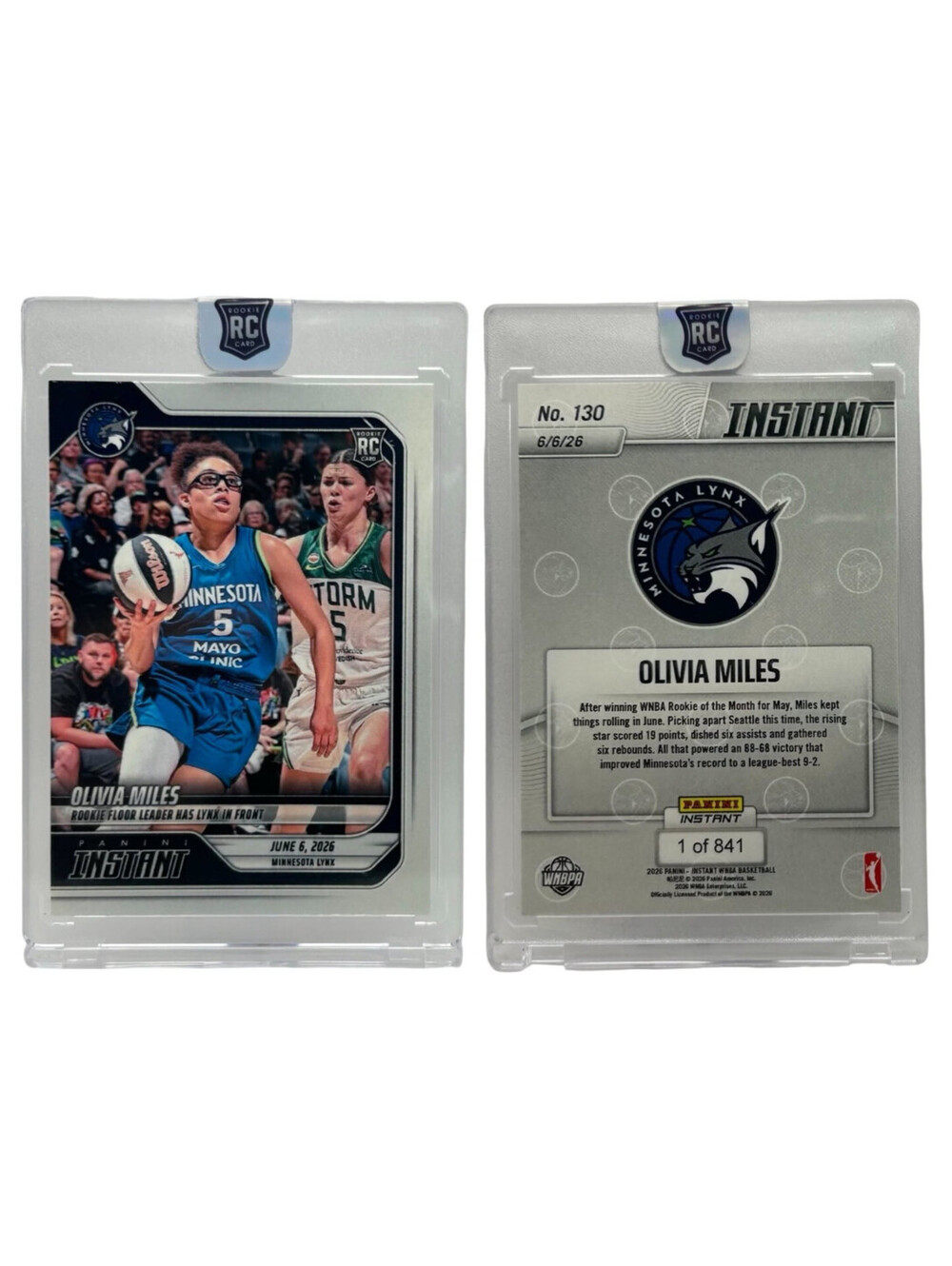 2026 Panini Instant WNBA #130 Olivia Miles Minnesota Lynx Rookie Card (RC)